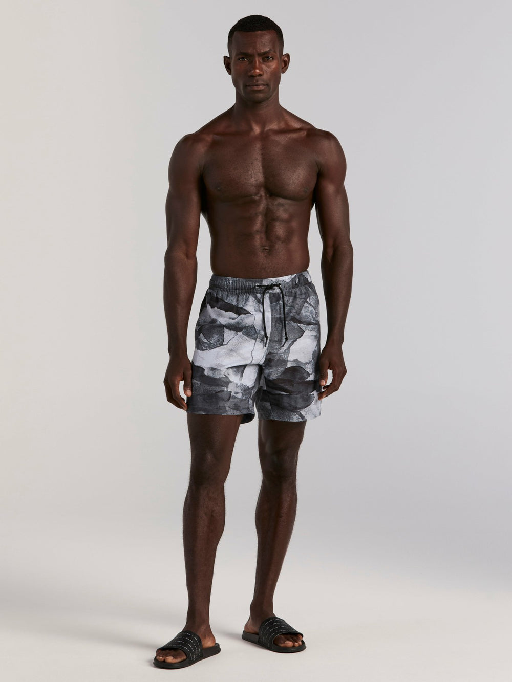 Abstract Wave Print Swim Trunk