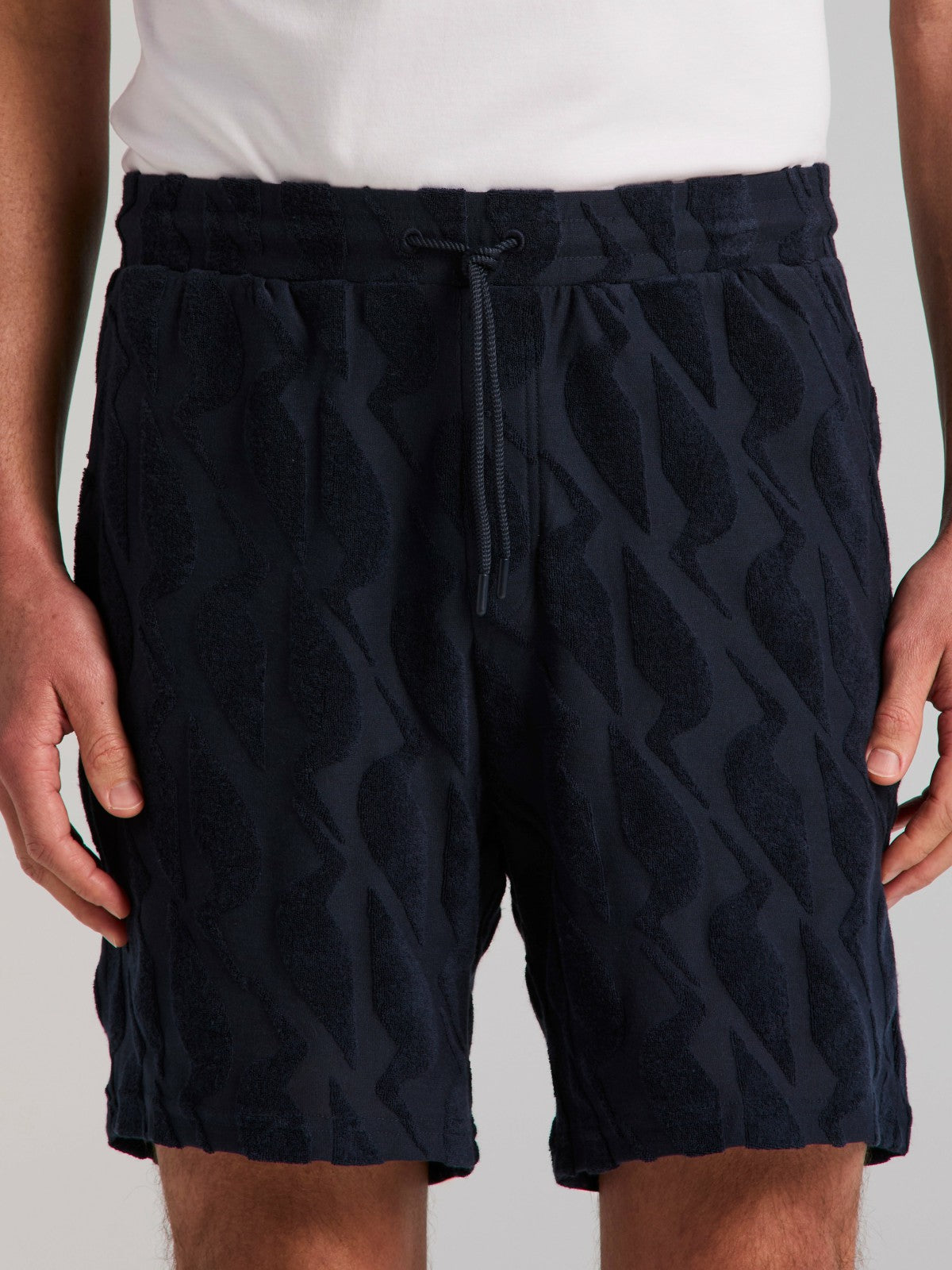 Jacquard Terry Cloth Drawstring Shorts