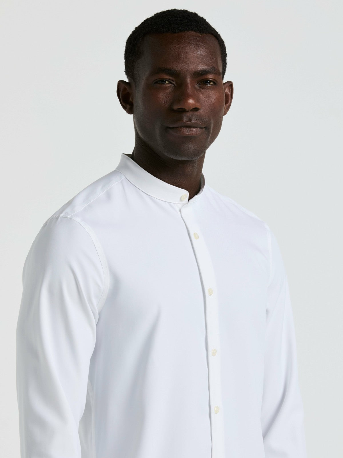 Men's Untucked Total Stretch Slim Fit Banded Collar Shirt - Perry Ellis