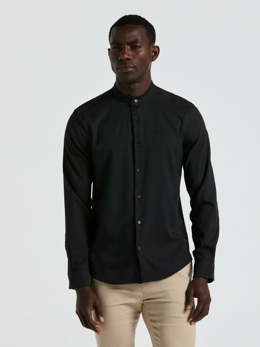 Men's Untucked Total Stretch Slim Fit Banded Collar Shirt - Perry Ellis