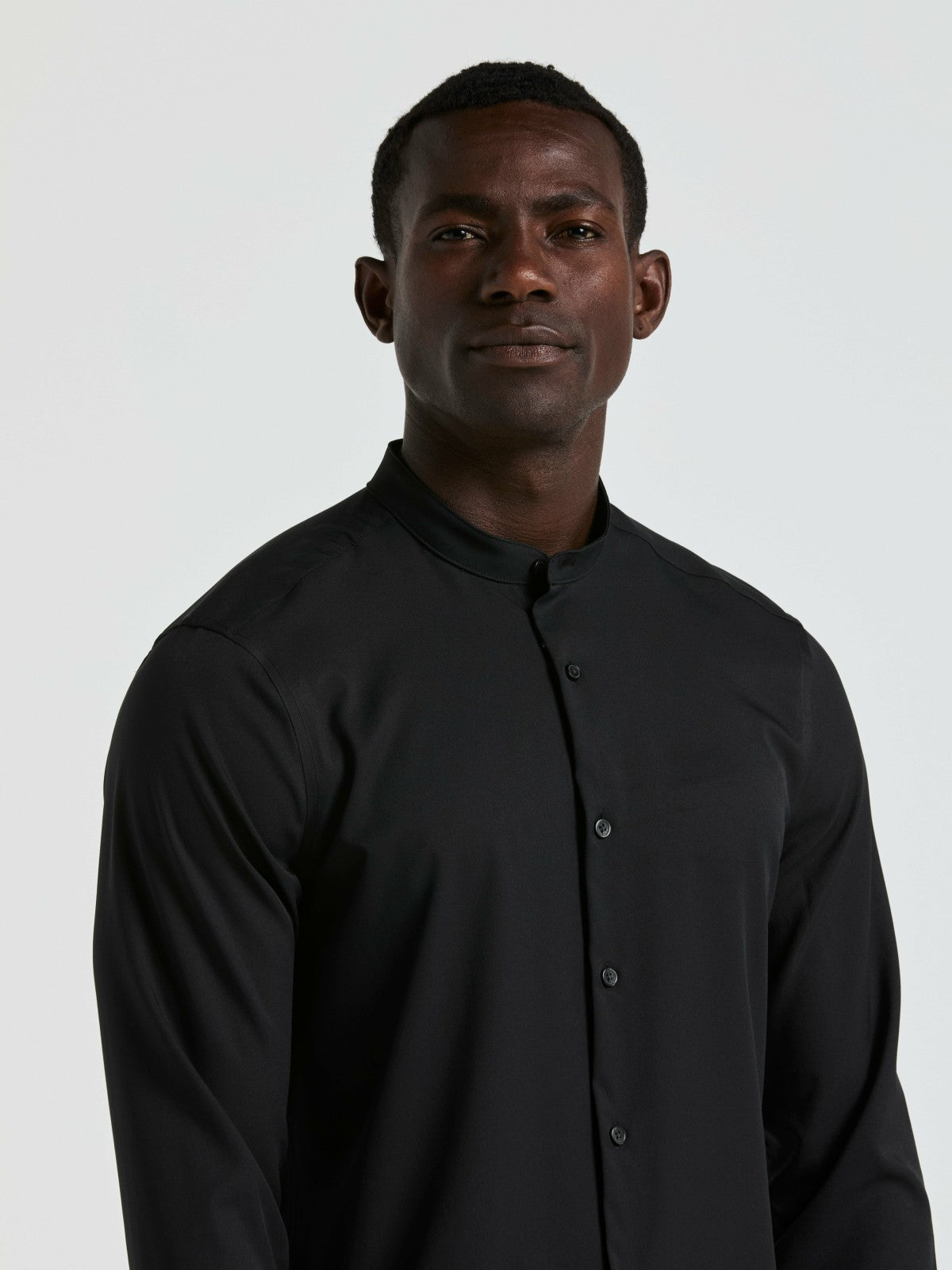 Men's Untucked Total Stretch Slim Fit Banded Collar Shirt - Perry Ellis