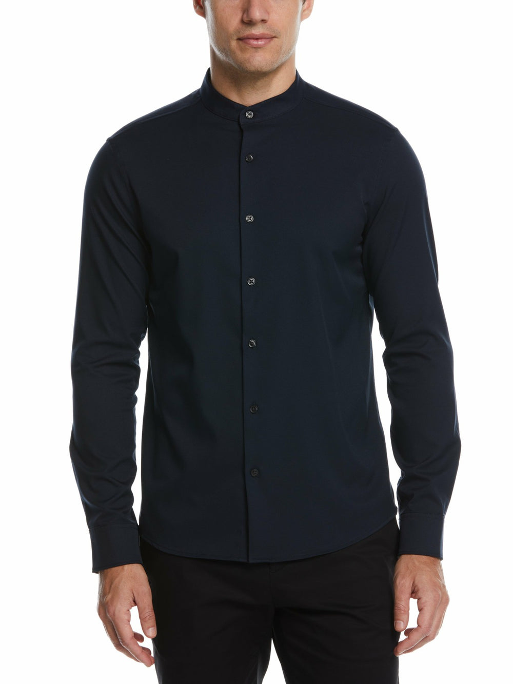 Men's Untucked Total Stretch Slim Fit Banded Collar Shirt - Perry Ellis