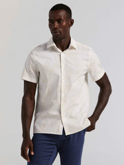Textured Leaf Print Cotton Shirt
