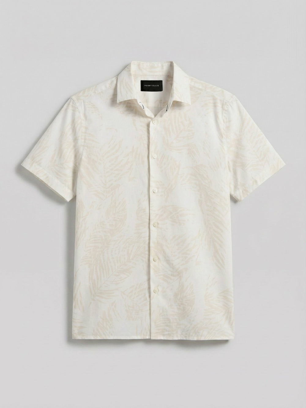 Textured Leaf Print Cotton Shirt