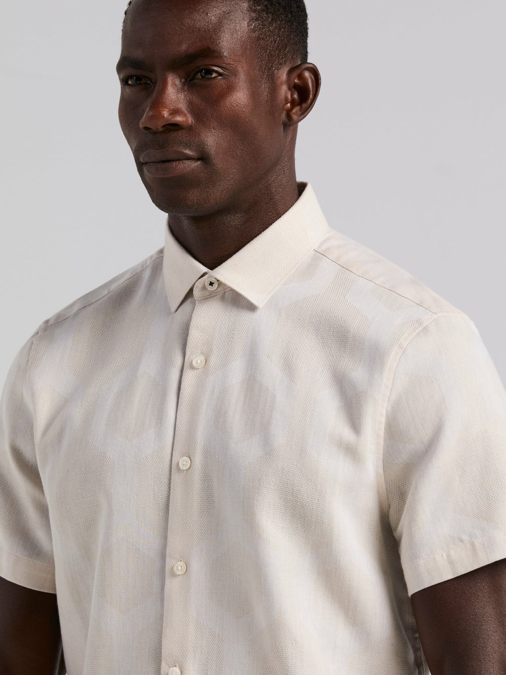 Cotton Linen Geo Jacquard Shirt