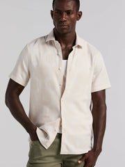 Cotton Linen Geo Jacquard Shirt