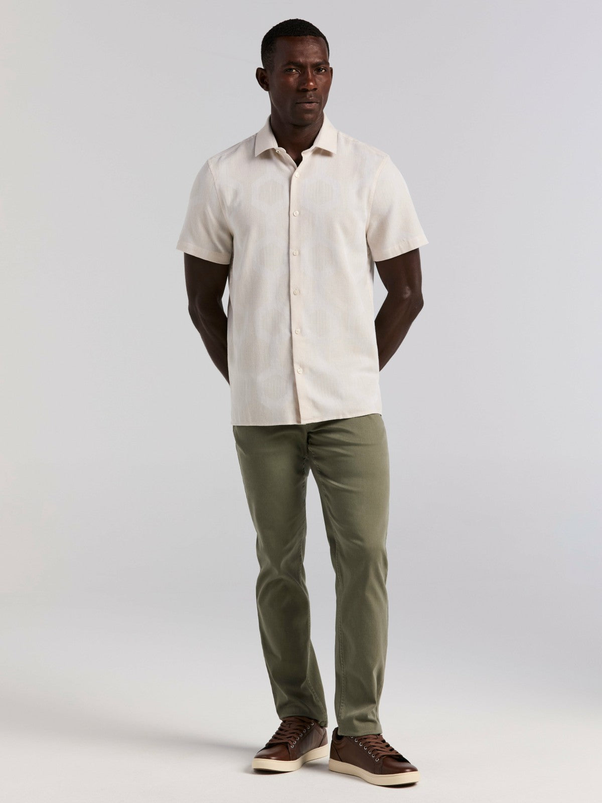 Cotton Linen Geo Jacquard Shirt