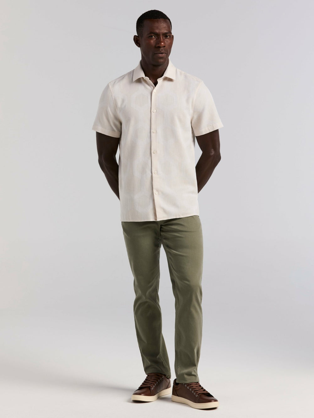 Cotton Linen Geo Jacquard Shirt