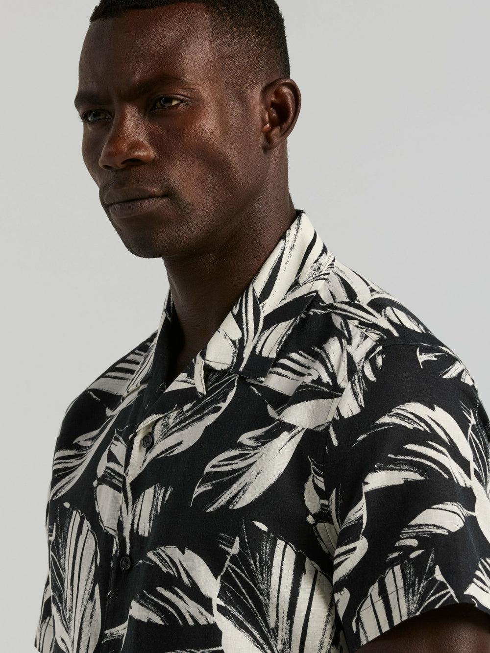 Leaf Print Camp Collar Shirt