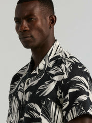 Leaf Print Camp Collar Shirt