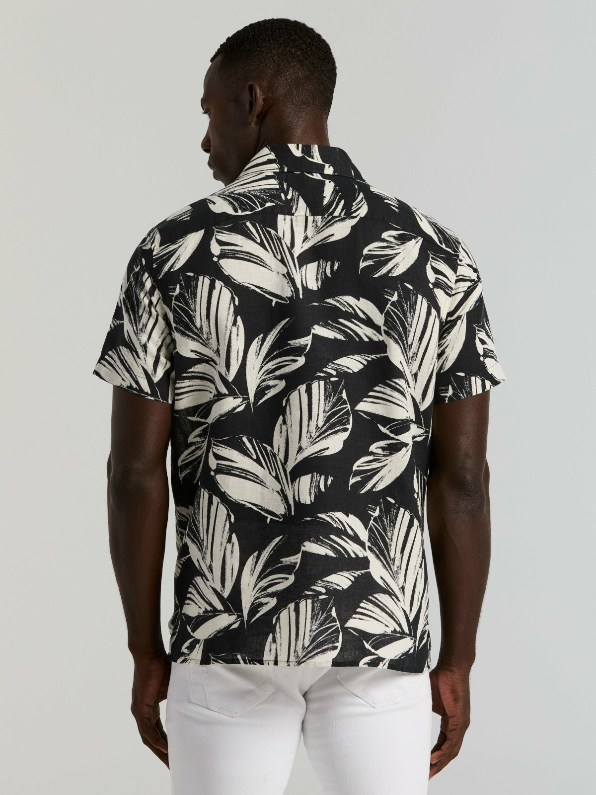 Leaf Print Camp Collar Shirt