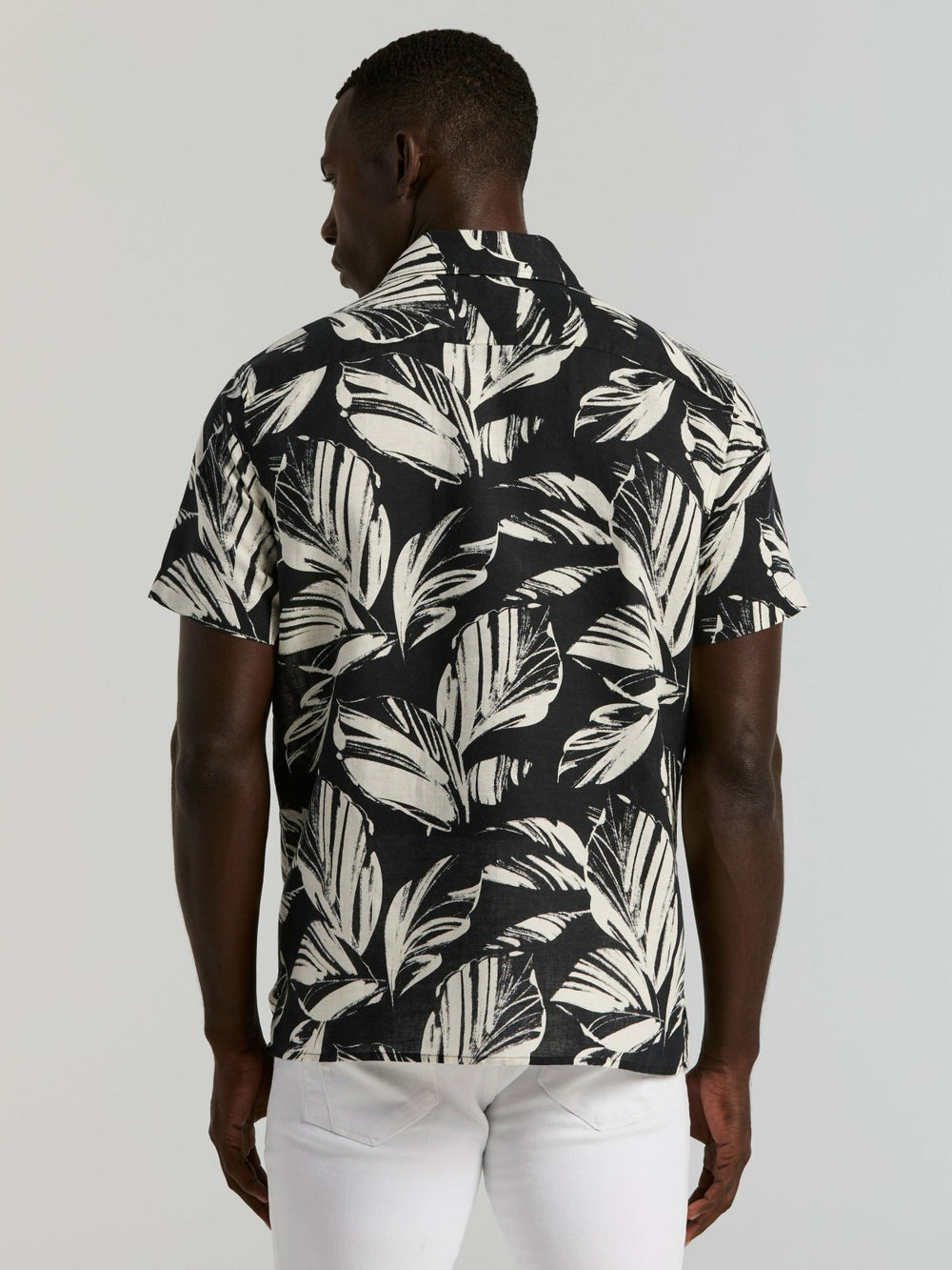Leaf Print Camp Collar Shirt