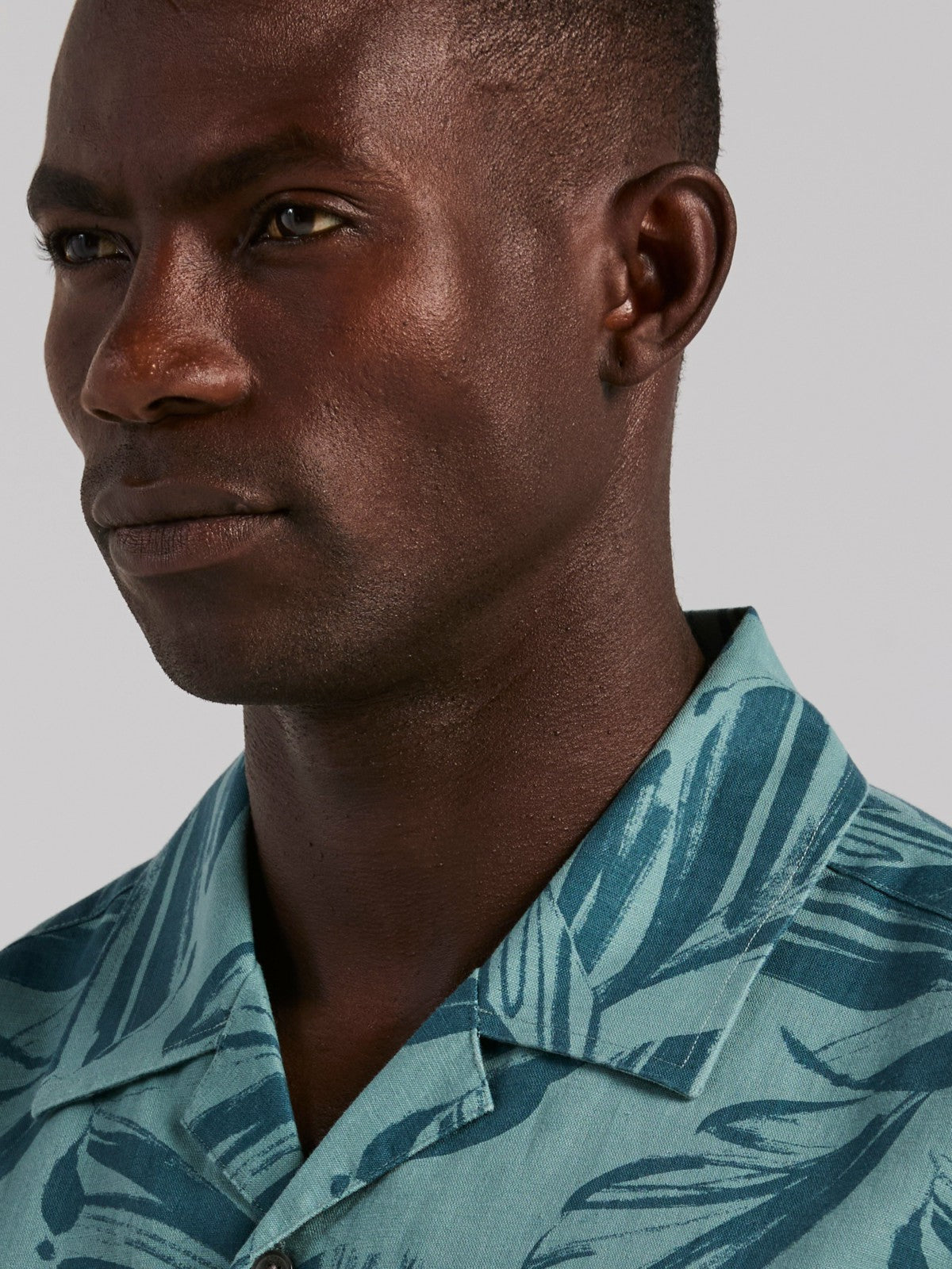 Leaf Print Camp Collar Shirt