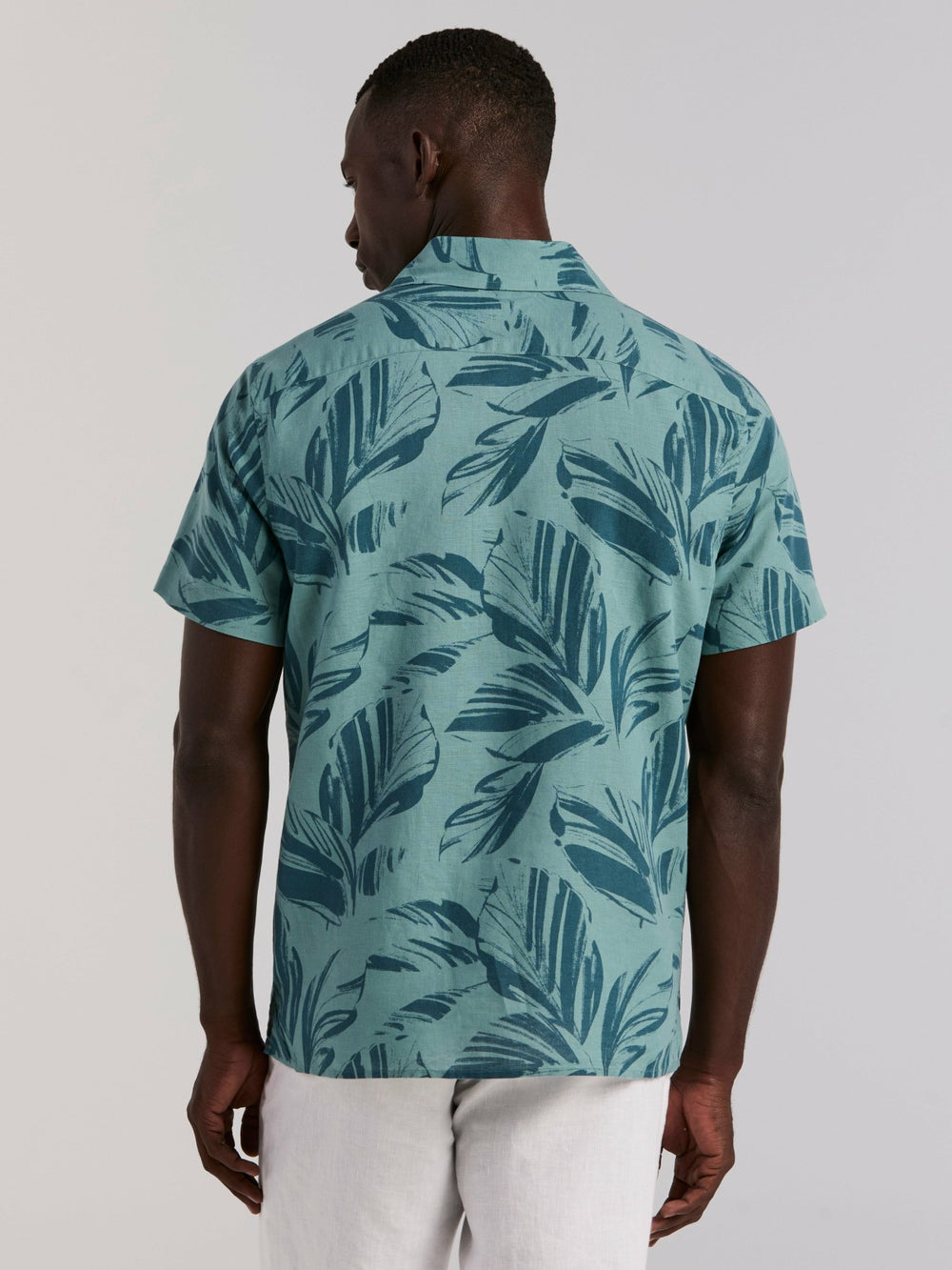 Leaf Print Camp Collar Shirt