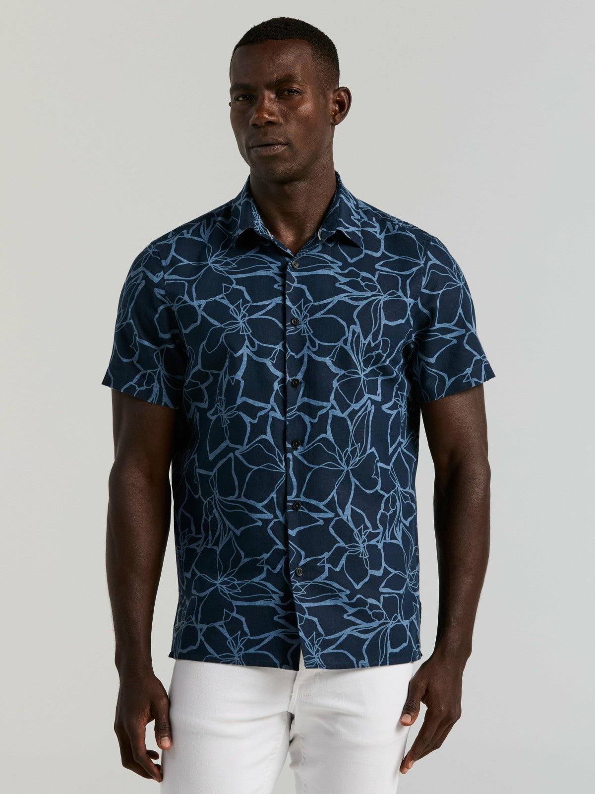Linen Floral Print Shirt