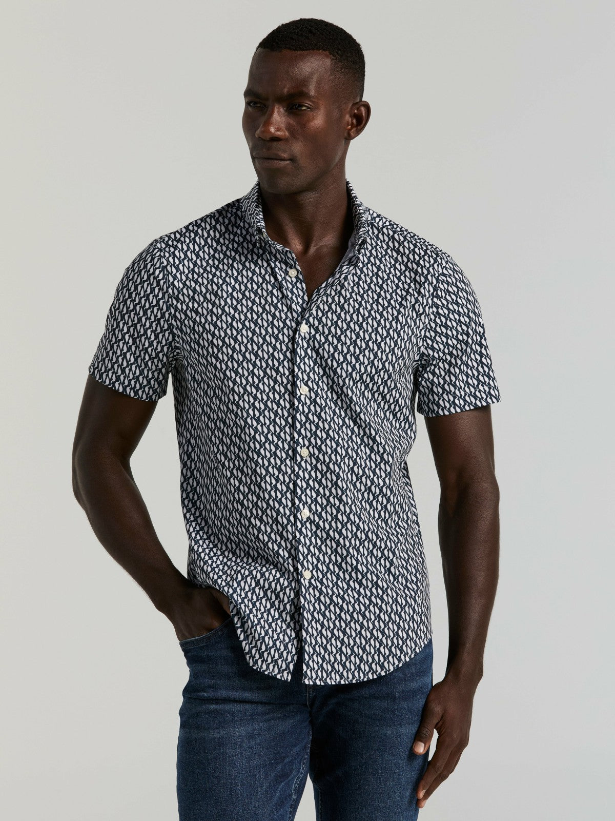 Slim Fit Wave Print Total Stretch Shirt