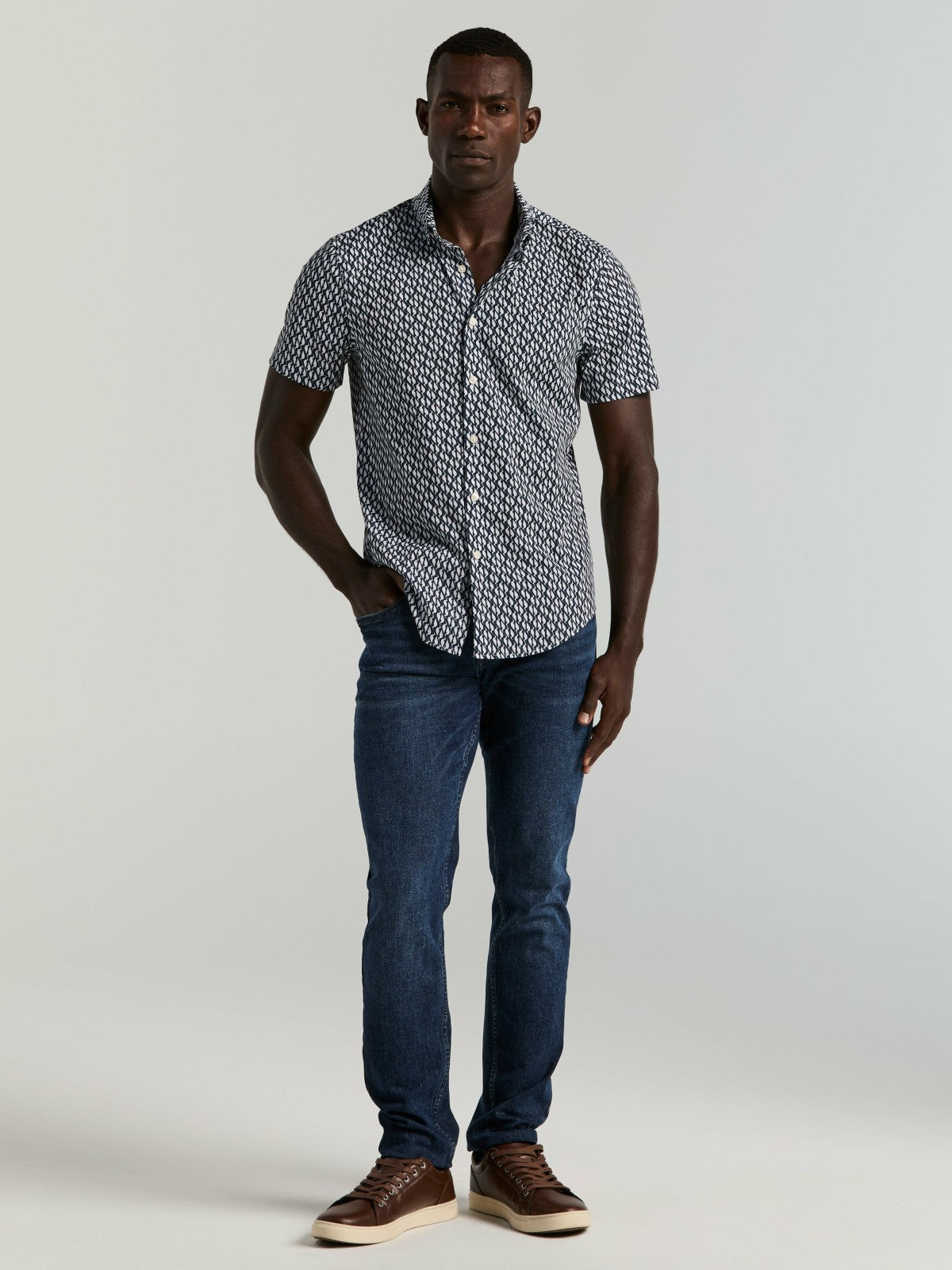 Slim Fit Wave Print Total Stretch Shirt