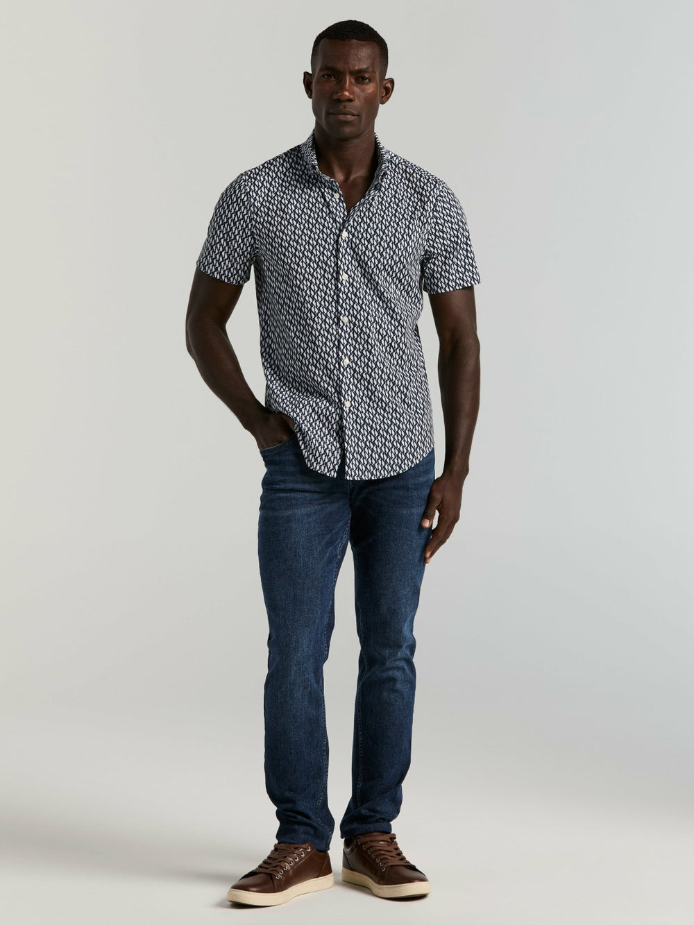 Slim Fit Wave Print Total Stretch Shirt