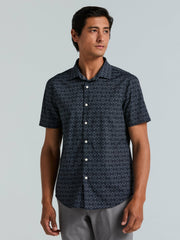 Dotted Wave Print Slim Fit Total Stretch Shirt