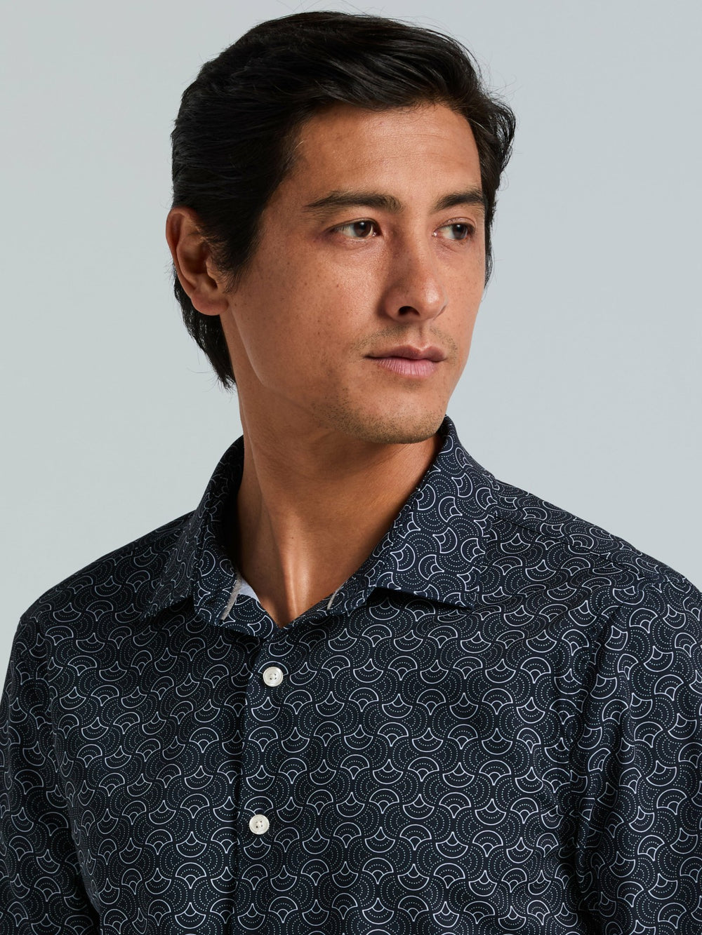 Dotted Wave Print Slim Fit Total Stretch Shirt