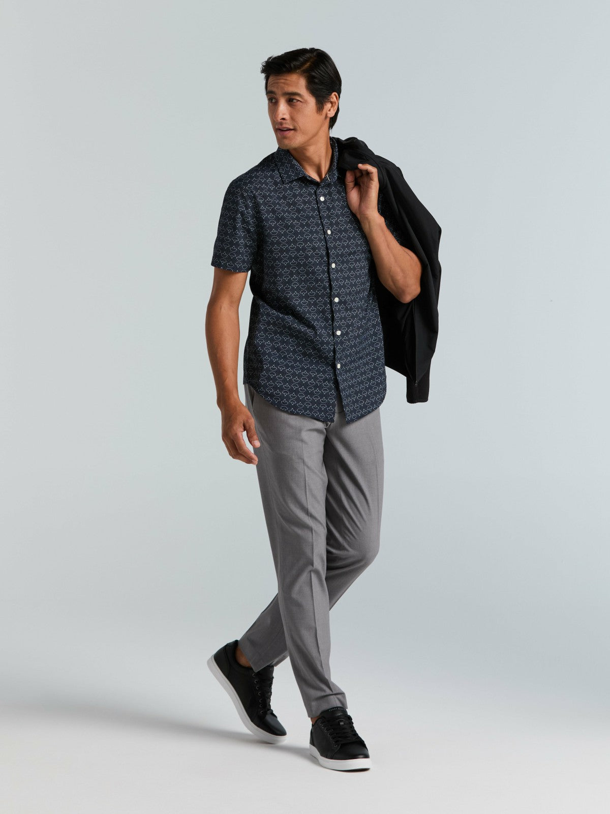 Dotted Wave Print Slim Fit Total Stretch Shirt