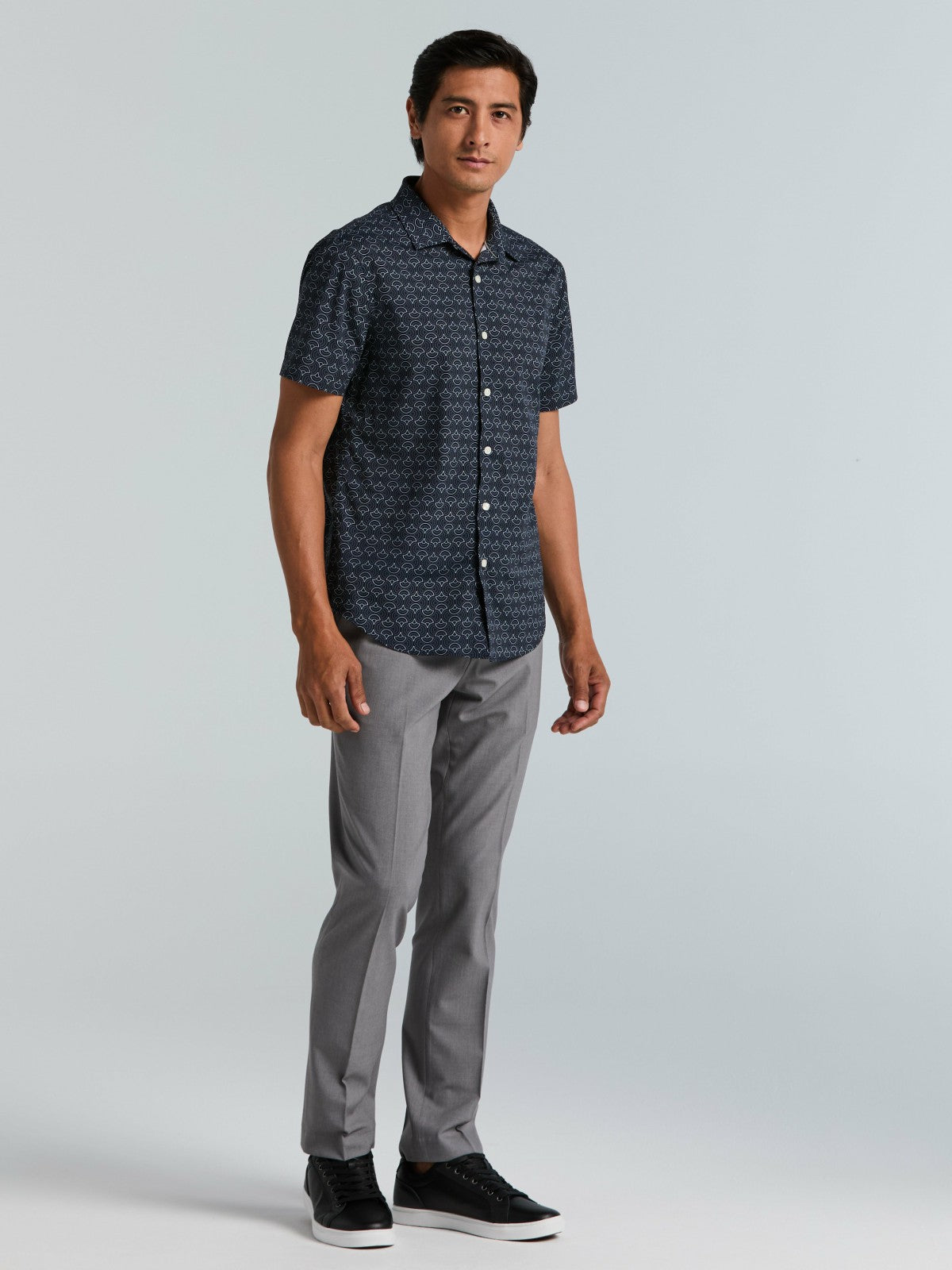 Dotted Wave Print Slim Fit Total Stretch Shirt