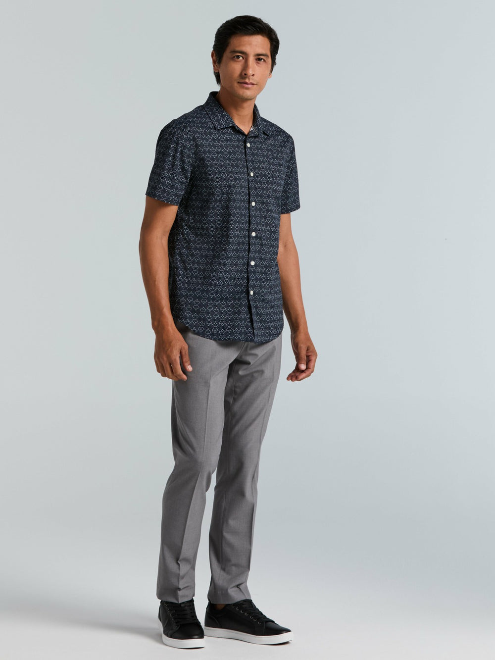Dotted Wave Print Slim Fit Total Stretch Shirt