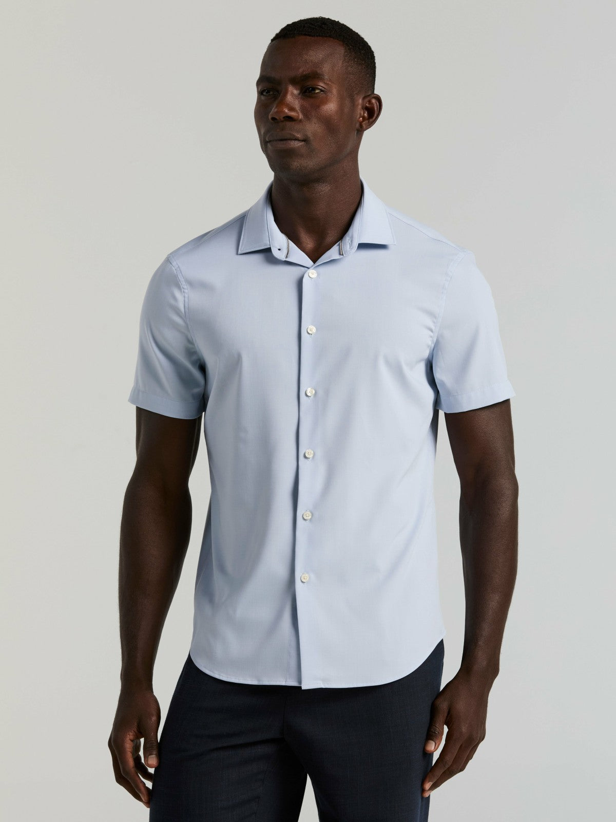 Slim Fit Total Stretch Heathered Short Sleeve Shirt
