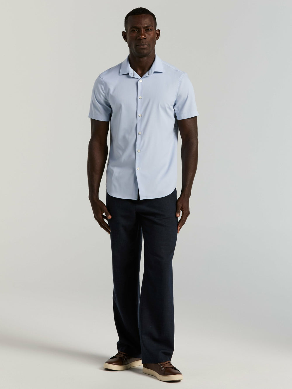 Slim Fit Total Stretch Heathered Short Sleeve Shirt