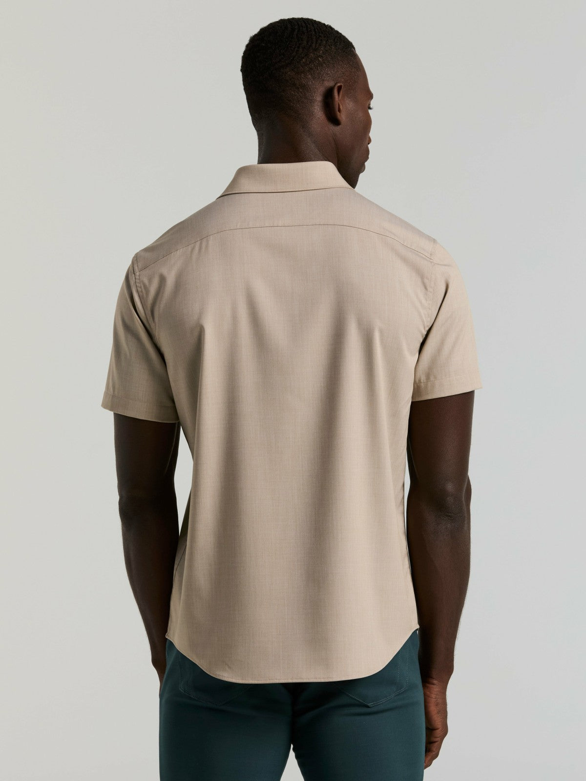 Slim Fit Total Stretch Heathered Short Sleeve Shirt