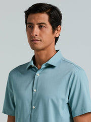 Slim Fit Total Stretch Heathered Short Sleeve Shirt