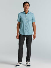 Slim Fit Total Stretch Heathered Short Sleeve Shirt