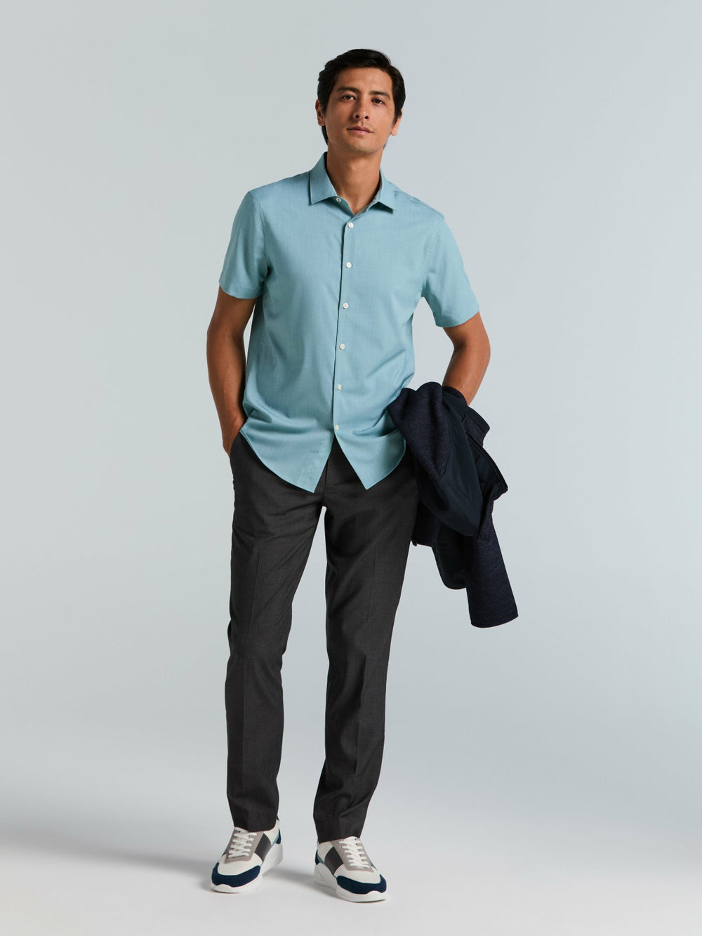 Slim Fit Total Stretch Heathered Short Sleeve Shirt