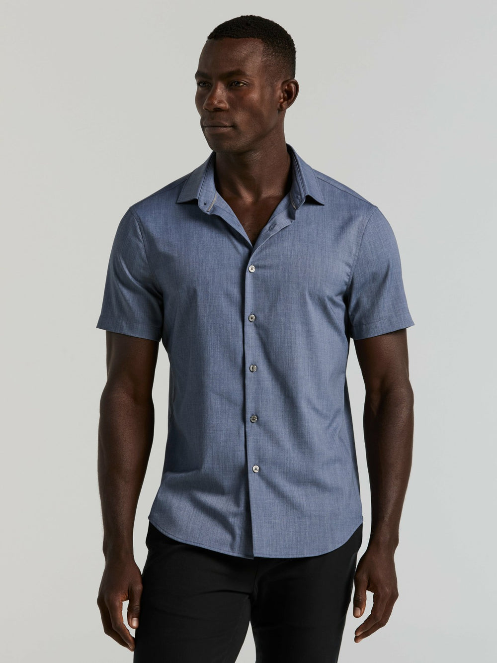 Slim Fit Total Stretch Heathered Short Sleeve Shirt