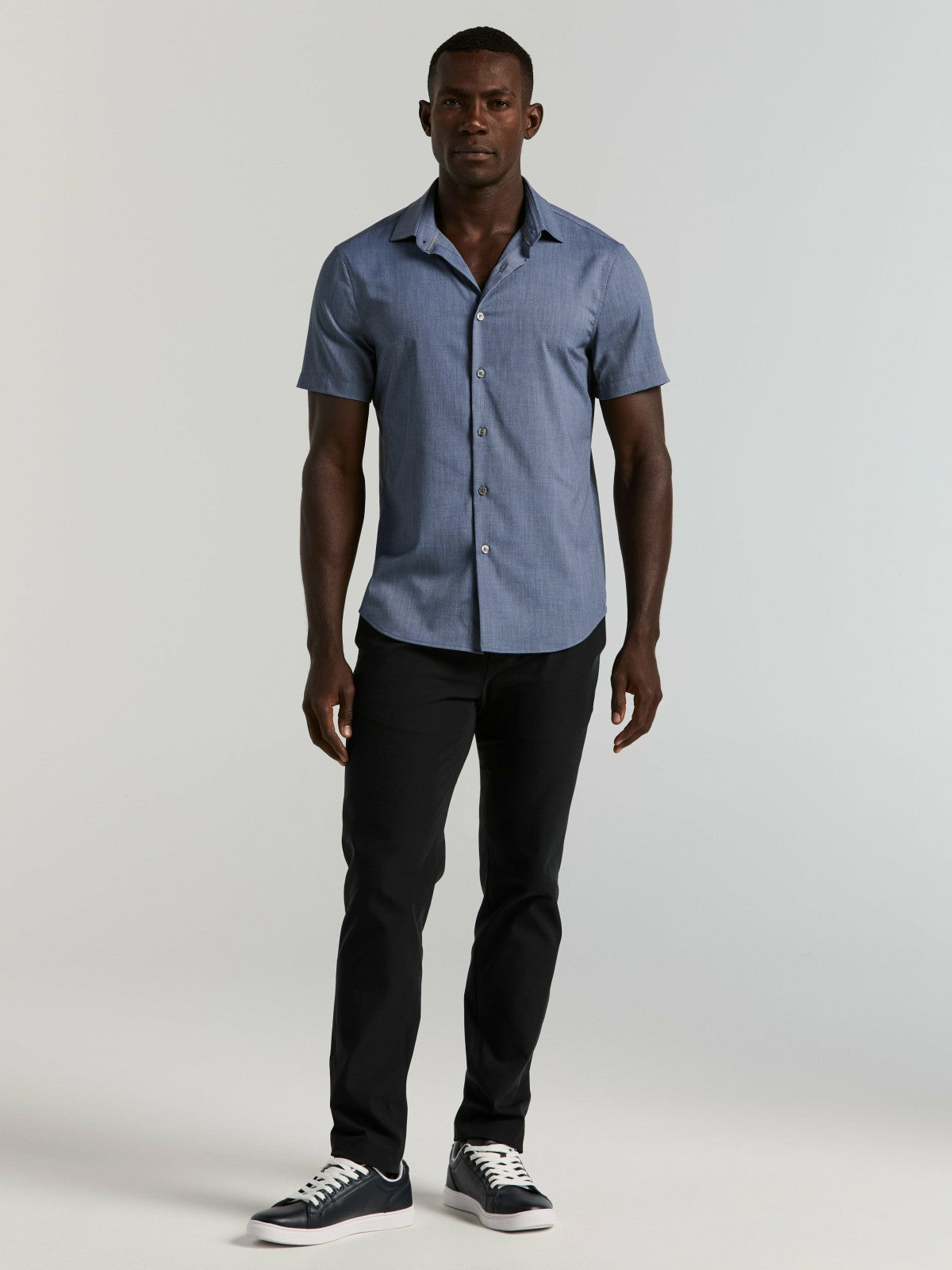 Slim Fit Total Stretch Heathered Short Sleeve Shirt