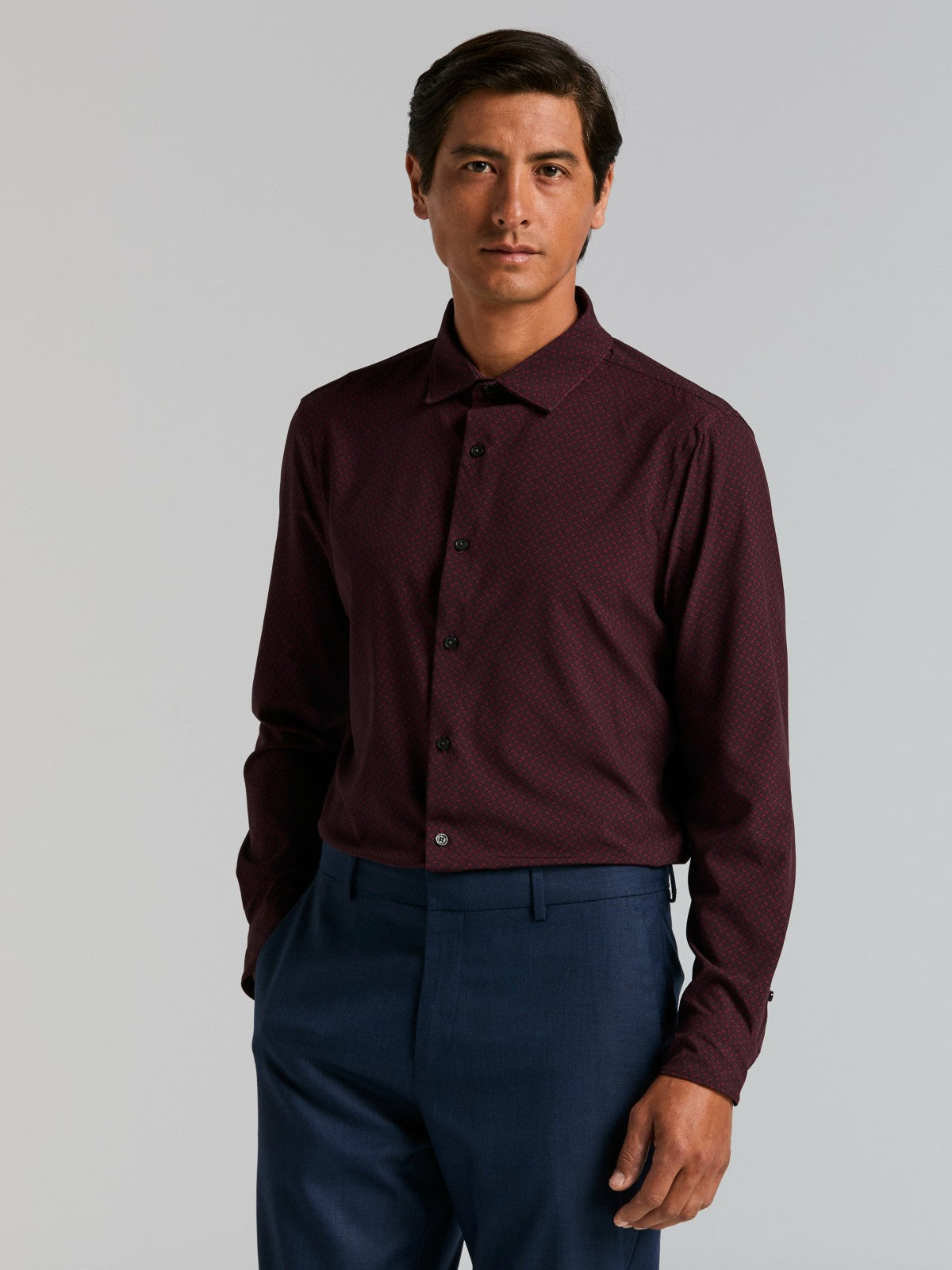 Diamond Print Slim Fit Total Stretch Shirt