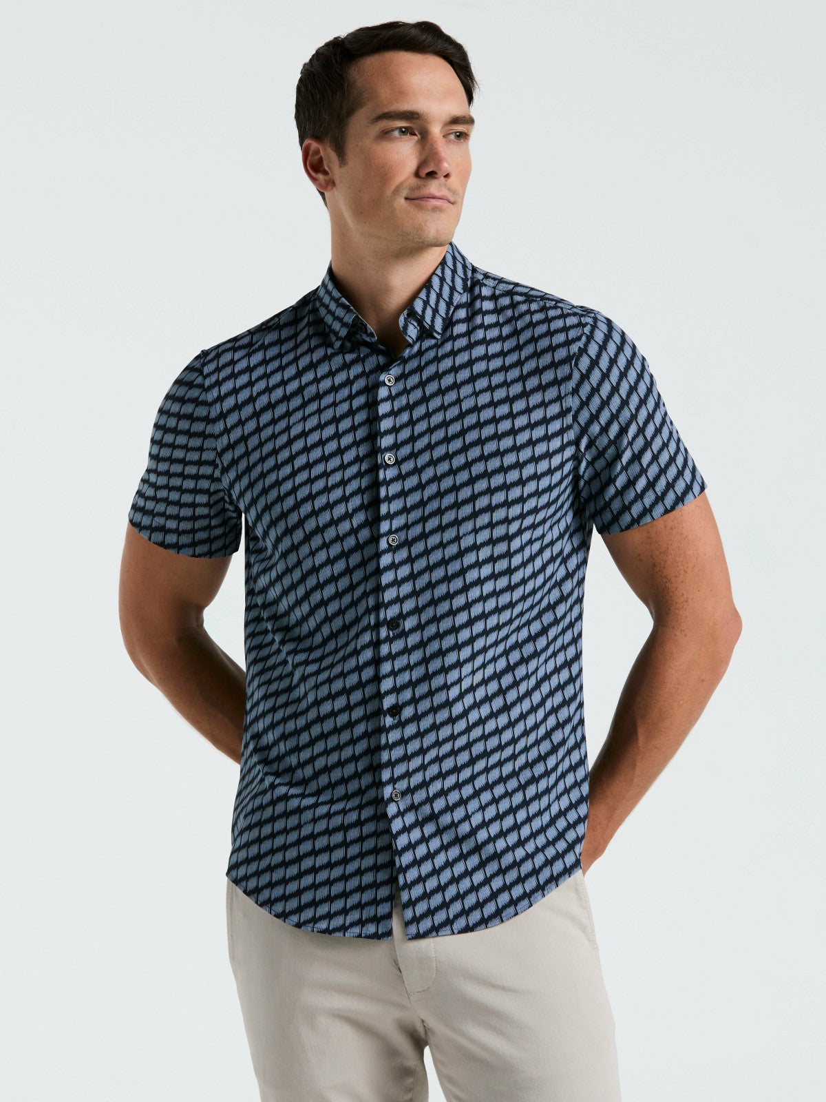 Total Stretch Hash Mark Print Slim Fit Shirt