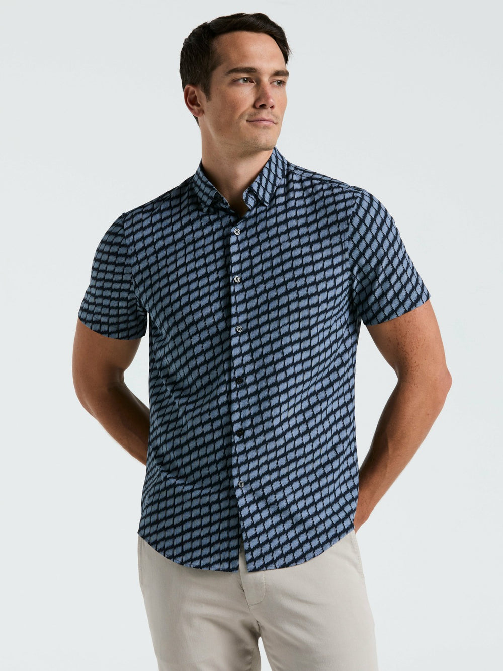 Total Stretch Hash Mark Print Slim Fit Shirt