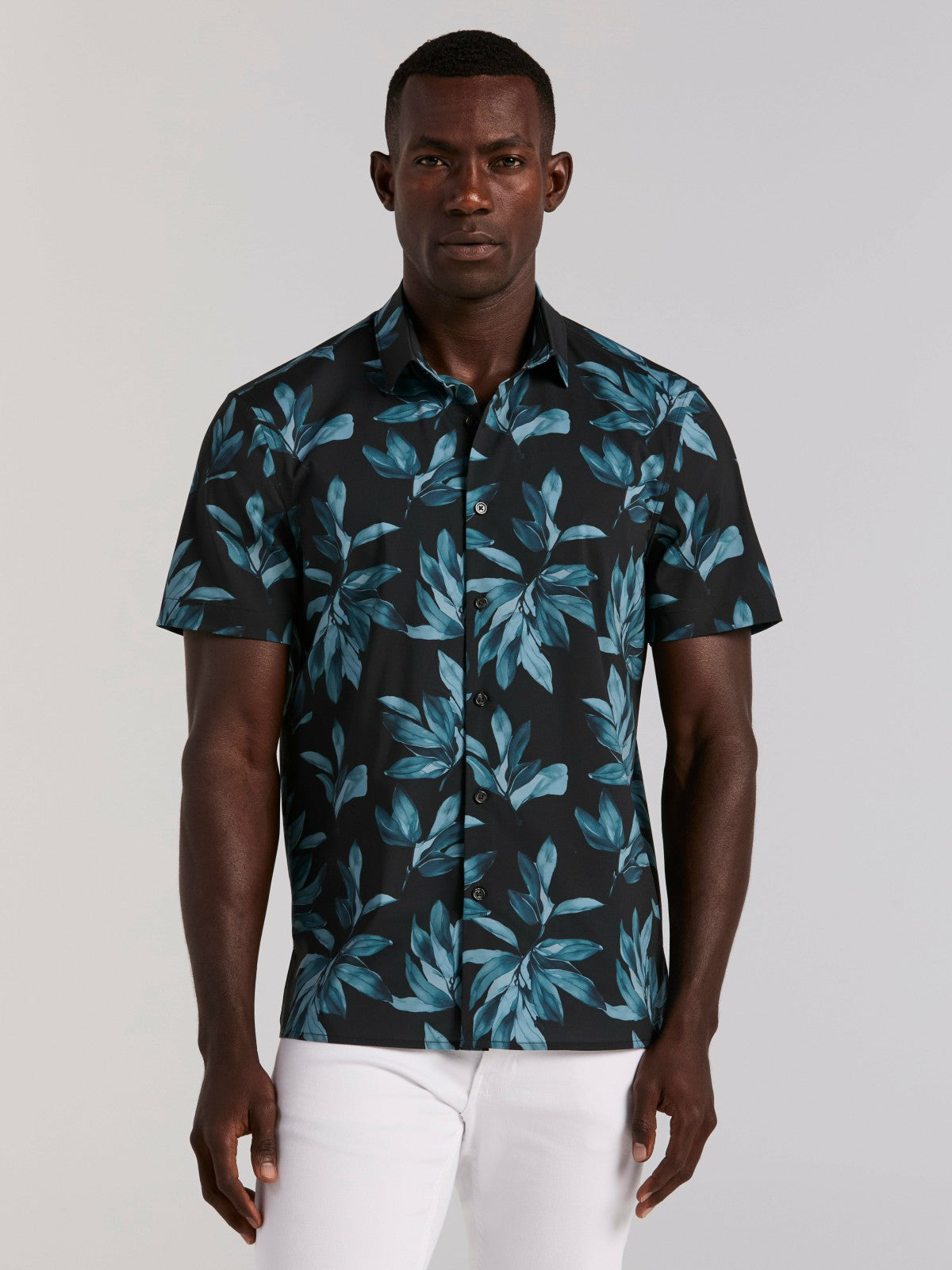 Magnolia Leaf Print Total Stretch Shirt