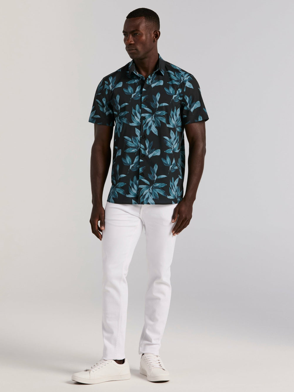 Magnolia Leaf Print Total Stretch Shirt