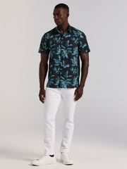 Magnolia Leaf Print Total Stretch Shirt
