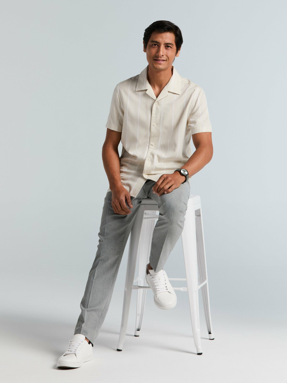 EcoVero™ Striped Camp Collar Shirt