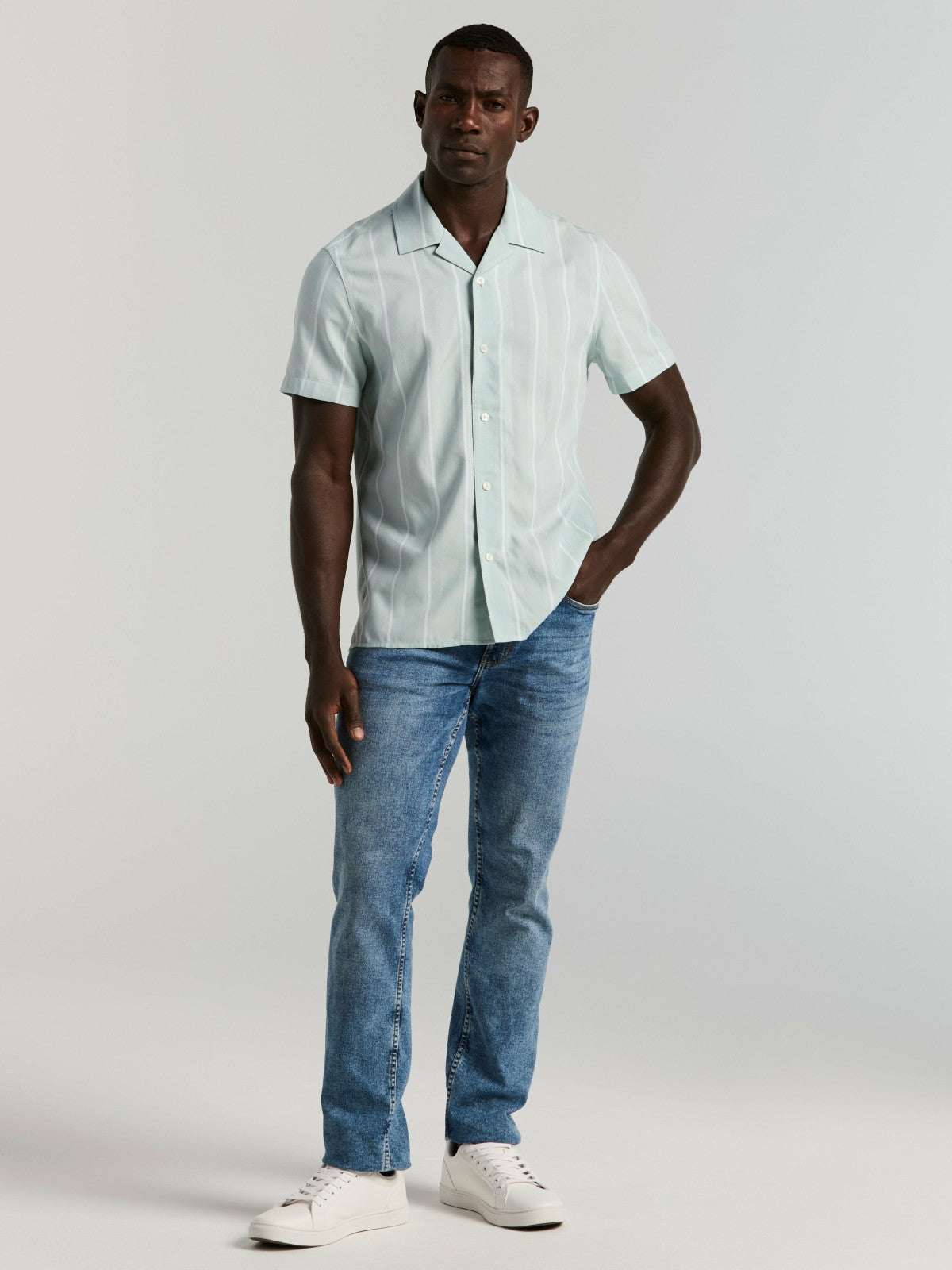 EcoVero™ Striped Camp Collar Shirt