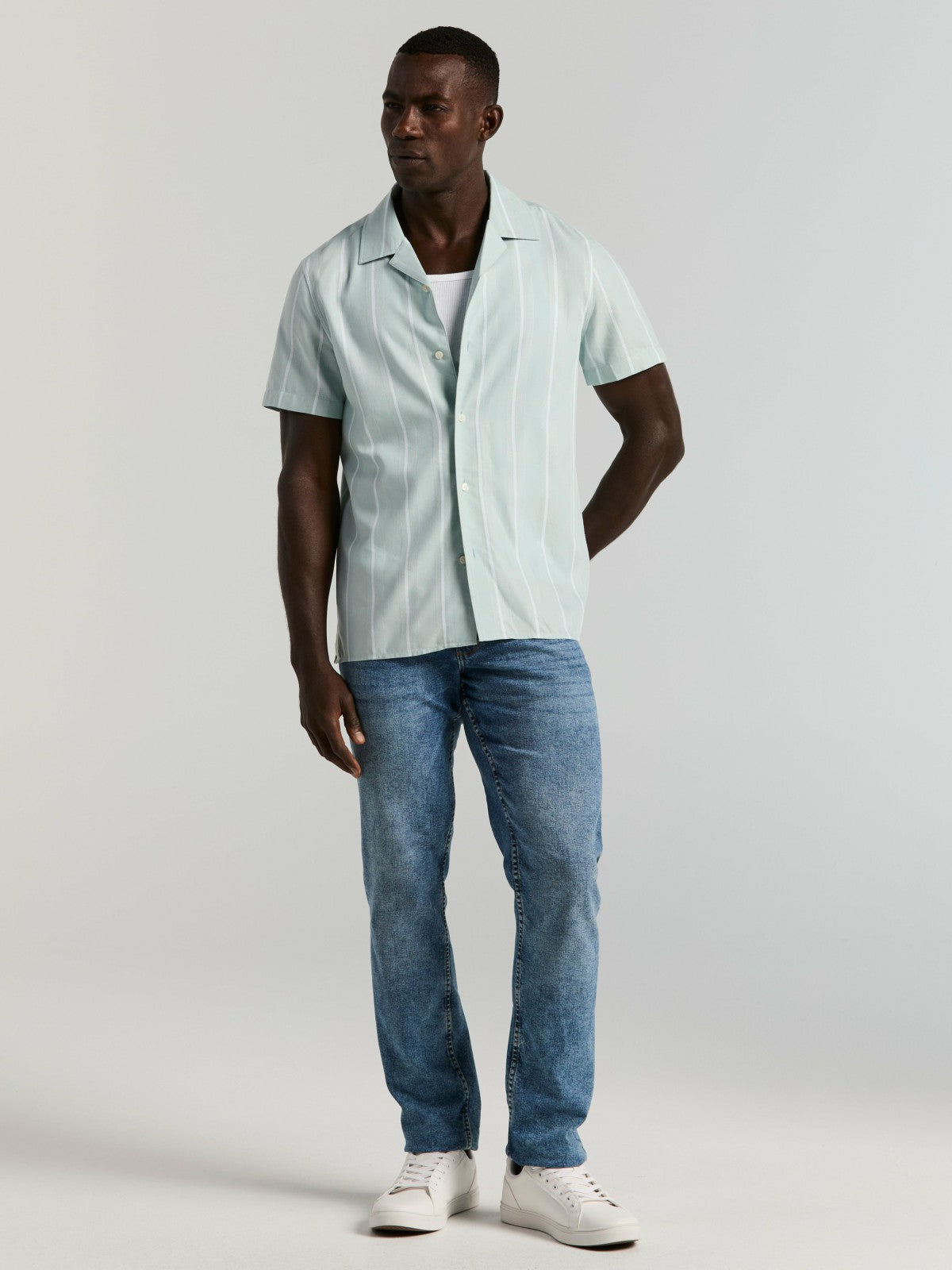 EcoVero™ Striped Camp Collar Shirt
