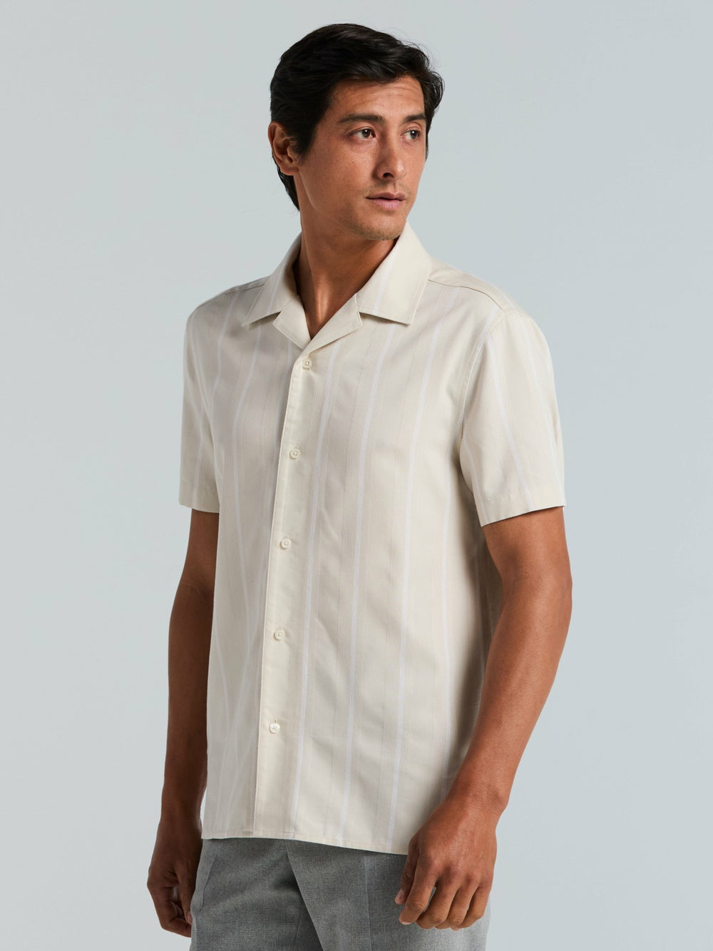 EcoVero™ Striped Camp Collar Shirt