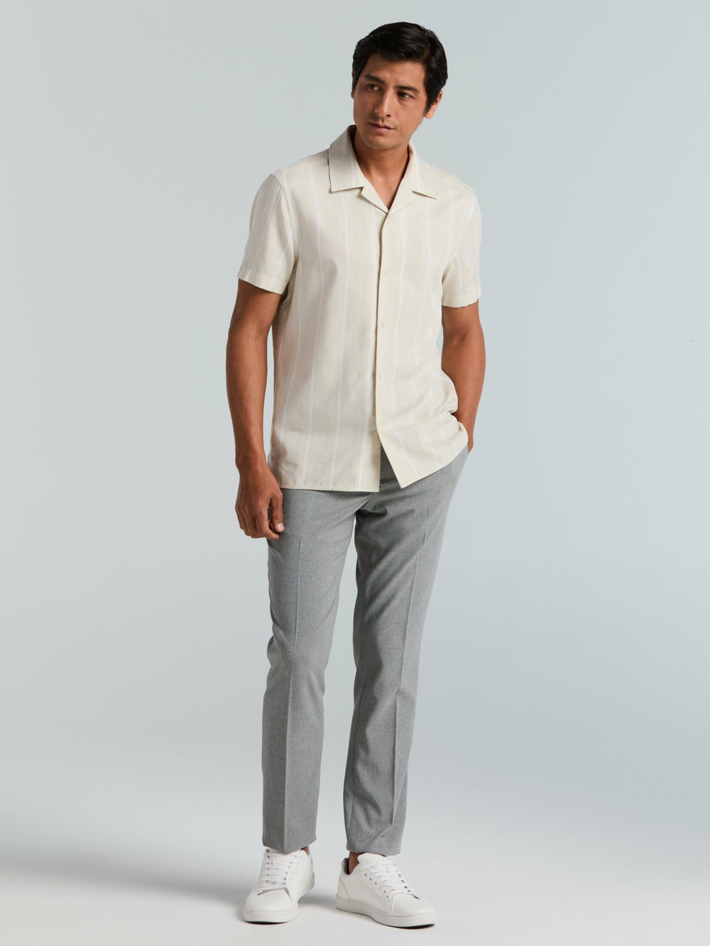 EcoVero™ Striped Camp Collar Shirt