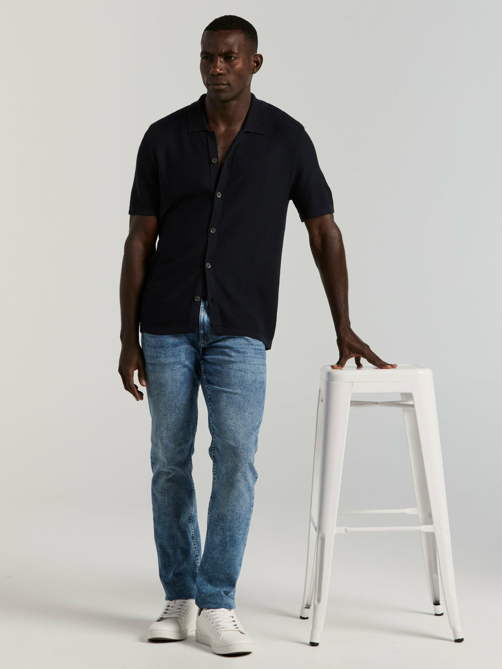 Short Sleeve Button Front Sweater