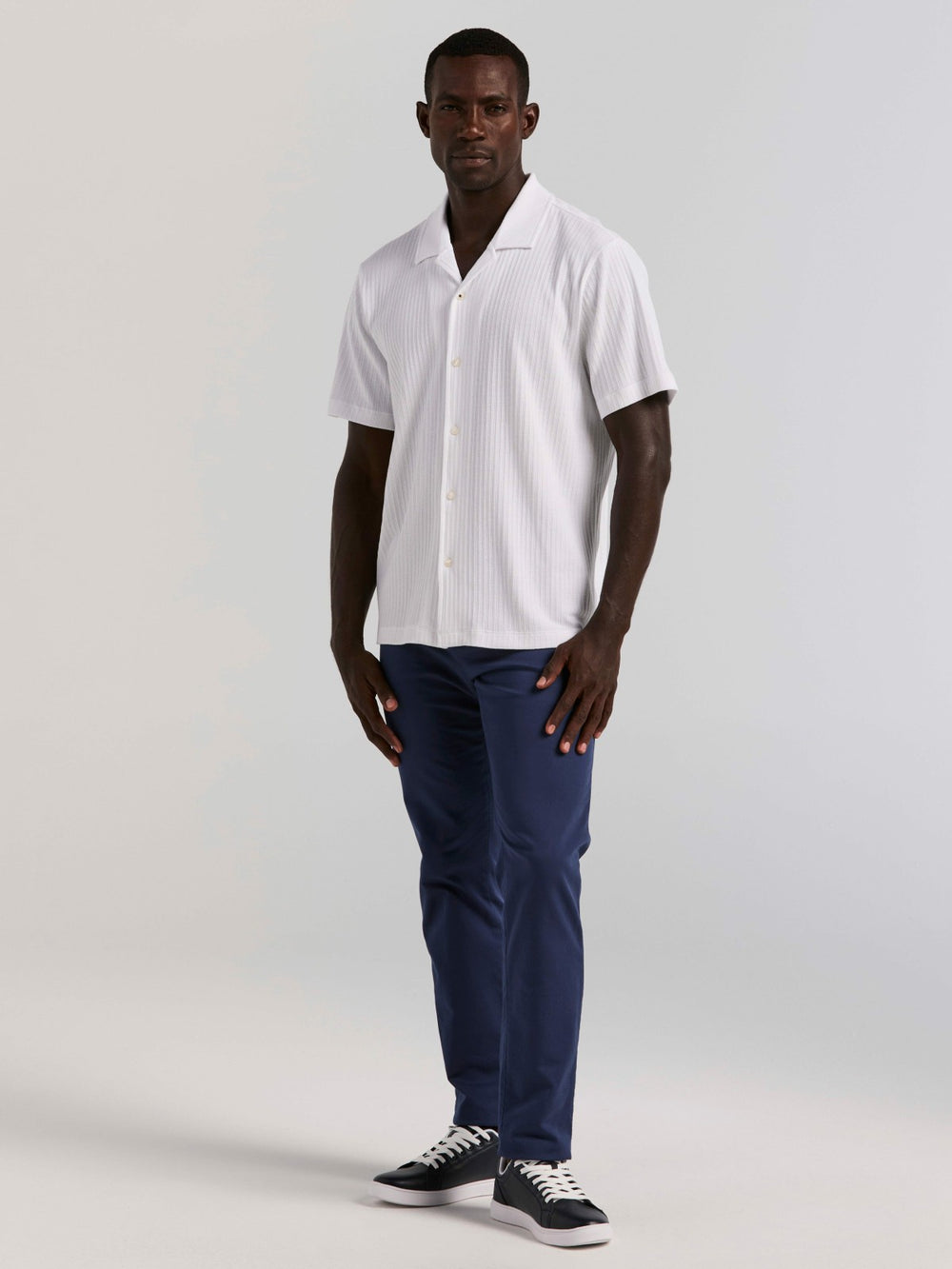 Vertical Stripe Jacquard Button Front Knit