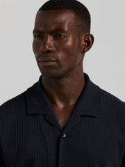 Vertical Stripe Jacquard Button Front Knit