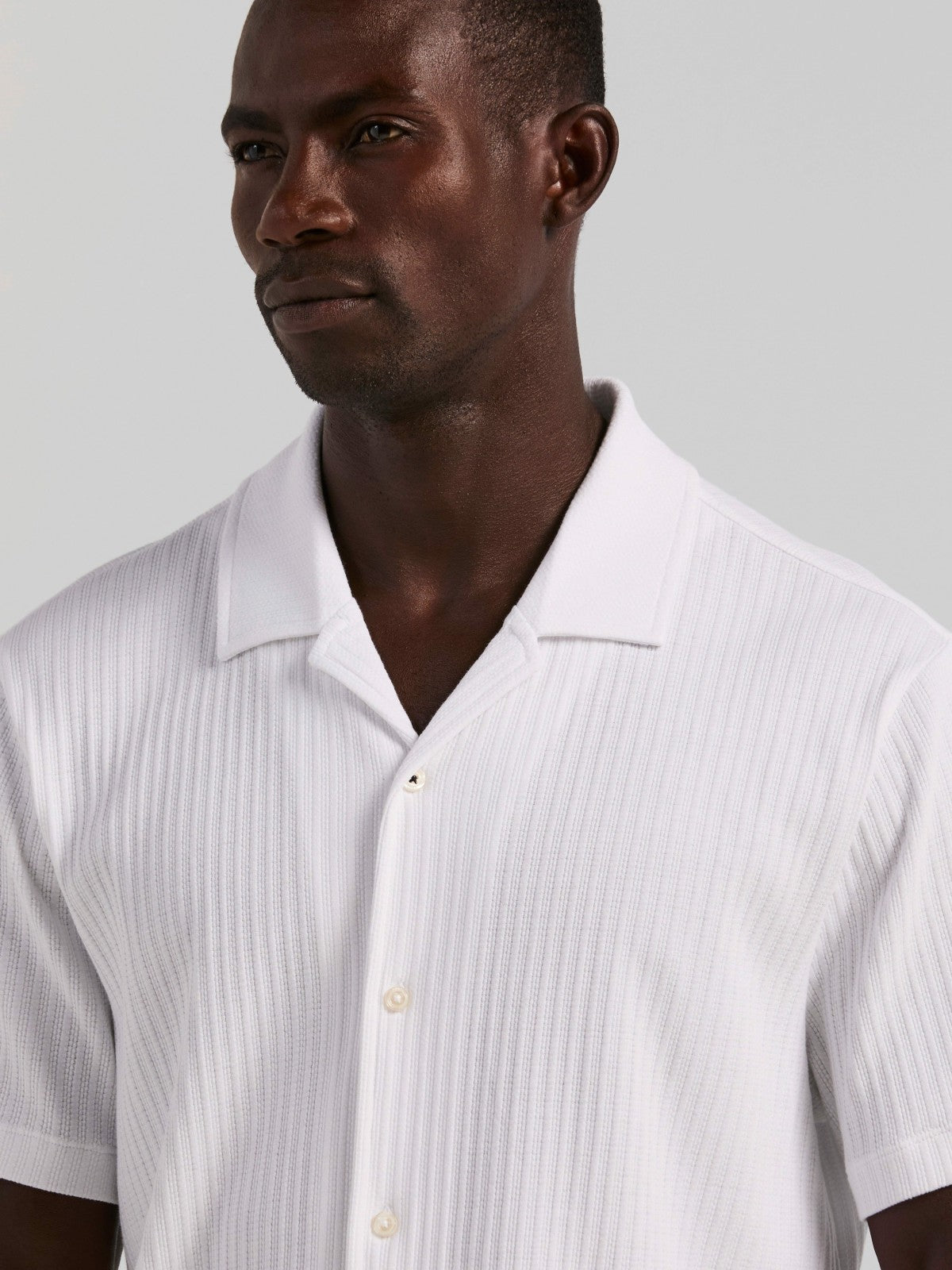 Vertical Stripe Jacquard Button Front Knit